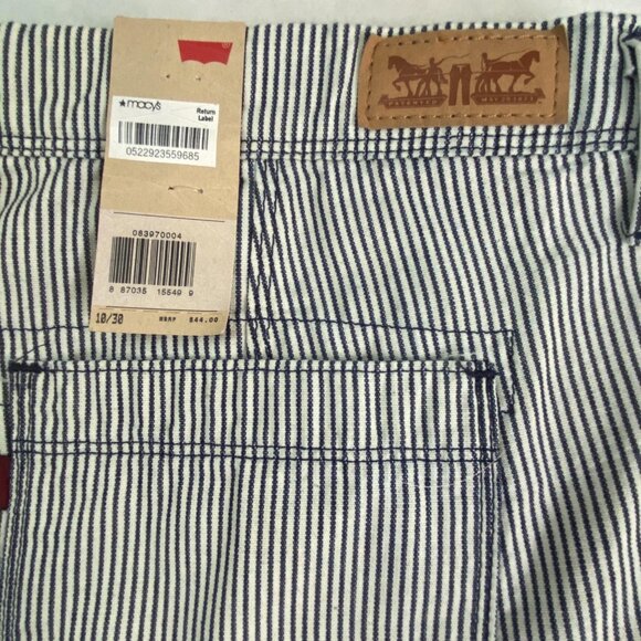 Levi's Womens Striped Cotton Shorts 4 Blue & White Casual Summer Wear Relax Fit - Picture 11 of 11